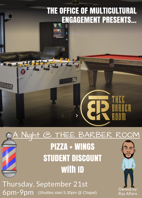 A night at thee barber room flier