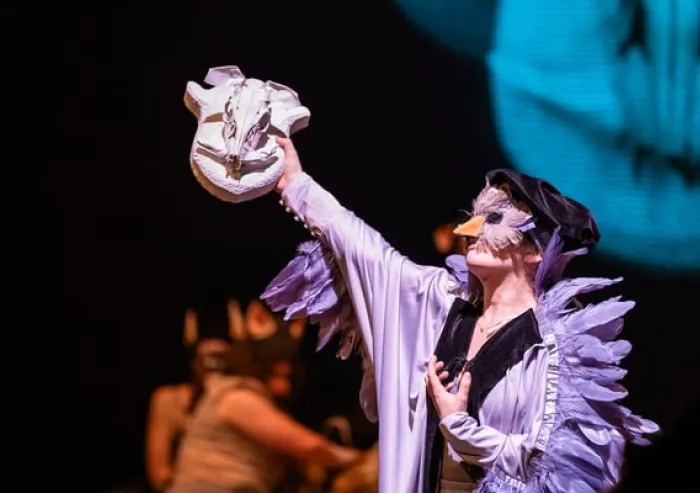 Performer in bird costume