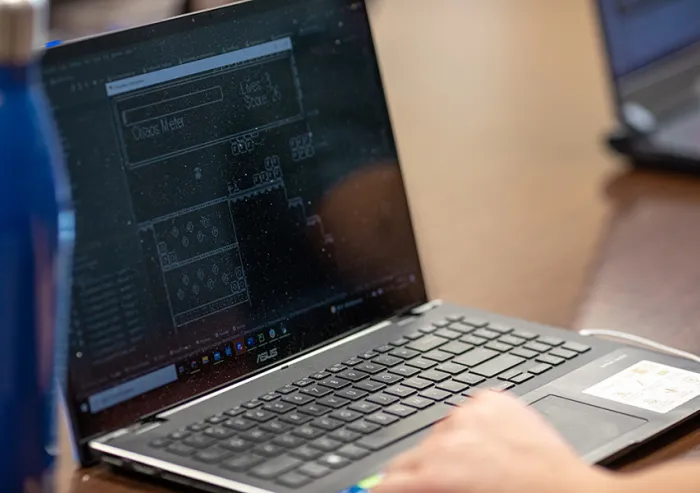 Person using a laptop.