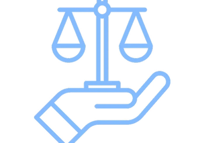 Scale on top of a hand representing justice
