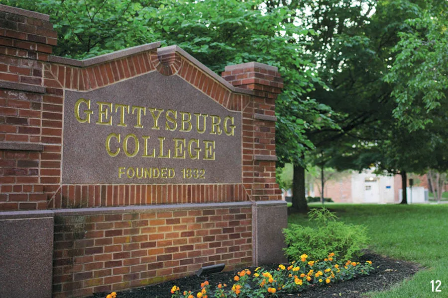 Gettysburg College campus sign