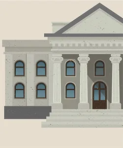 illustration of building with pillars