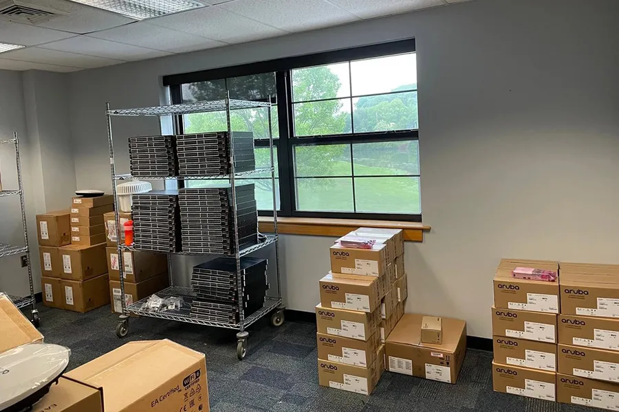 Several boxes of new Wi-Fi hardware