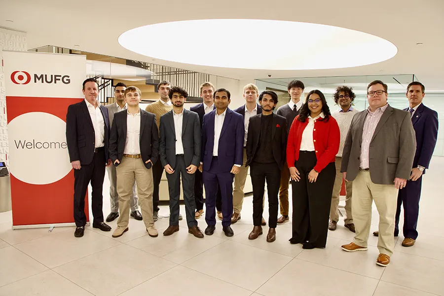 Group photo with Gettysburg College members and Jon Guss P’27 at MUFG Securities Americas.