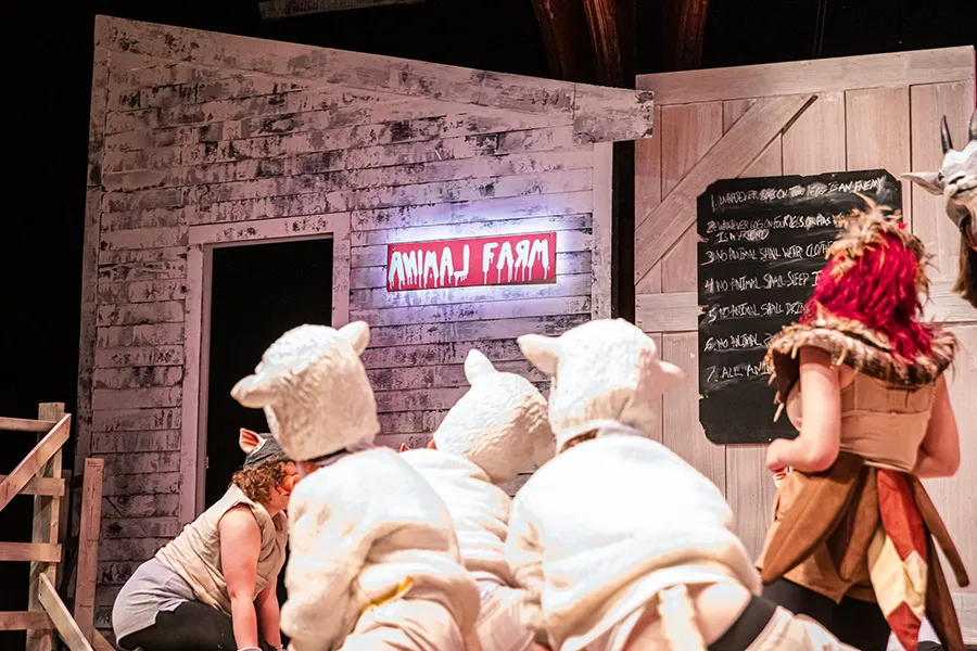 Gettysburg College students played characters from George Orwell’s “Animal Farm.”