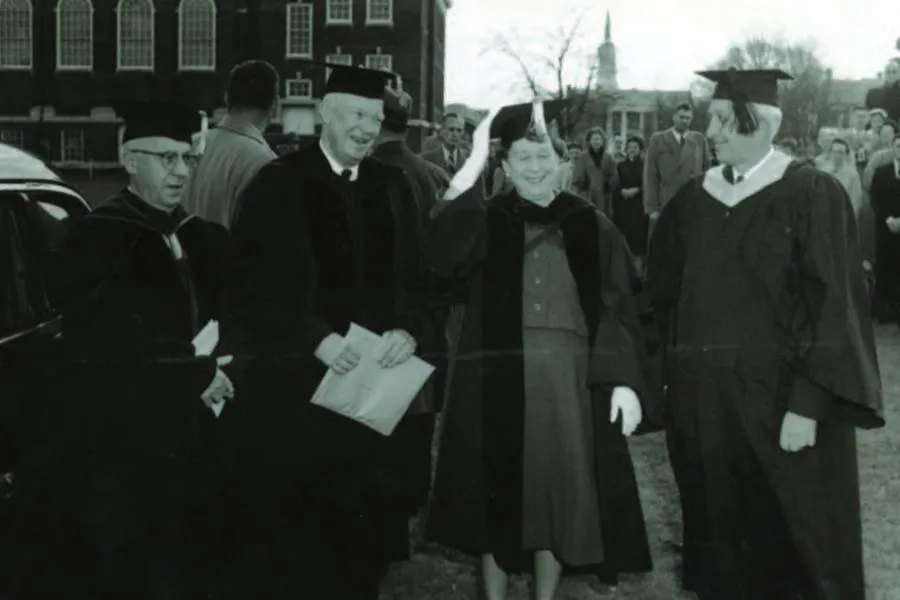 historical black and white photo of professors in regalia