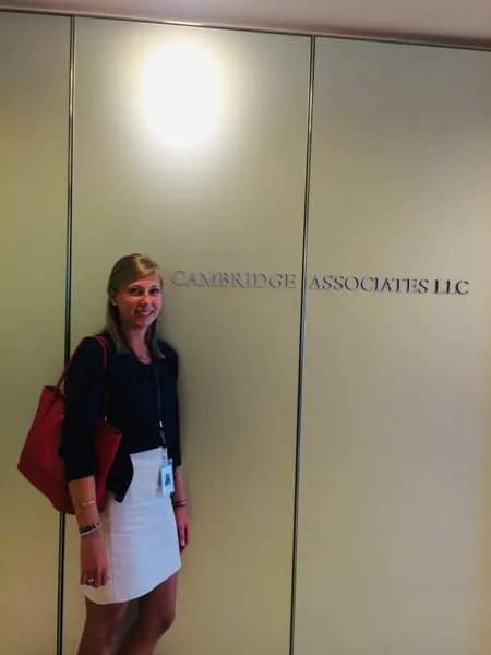 Morgan (Flagg) Fleites ’16 at her summer 2025 internship with Cambridge Associates in Arlington, Virginia. 