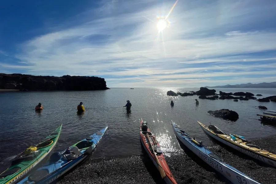 Emily Lyons ’26 on a GLC sea kayaking trip in the Sea of Cortez, January 2024.