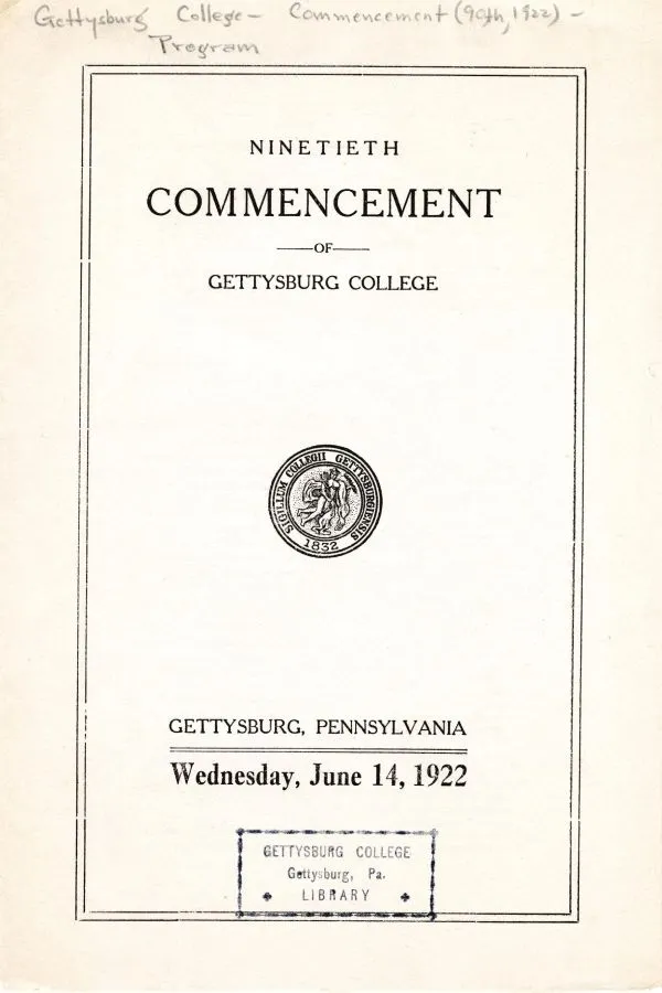 1922 Commencement cover