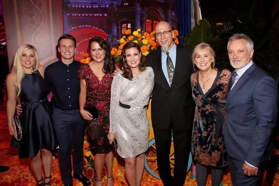 Pictured (left to right): Elyssa Samsel, Jonathan Groff, Kate Anderson ’09, Idina Menzel, Roy Conli, Stevie Wermers, and Kevin Deters at the premiere of “Olaf’s Frozen Adventure.”.