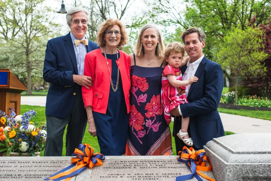 Sherrin Hilburt Baky-Nessler ’65, P’01 alongside her family at the 2016 Benefactors Wall ceremony.