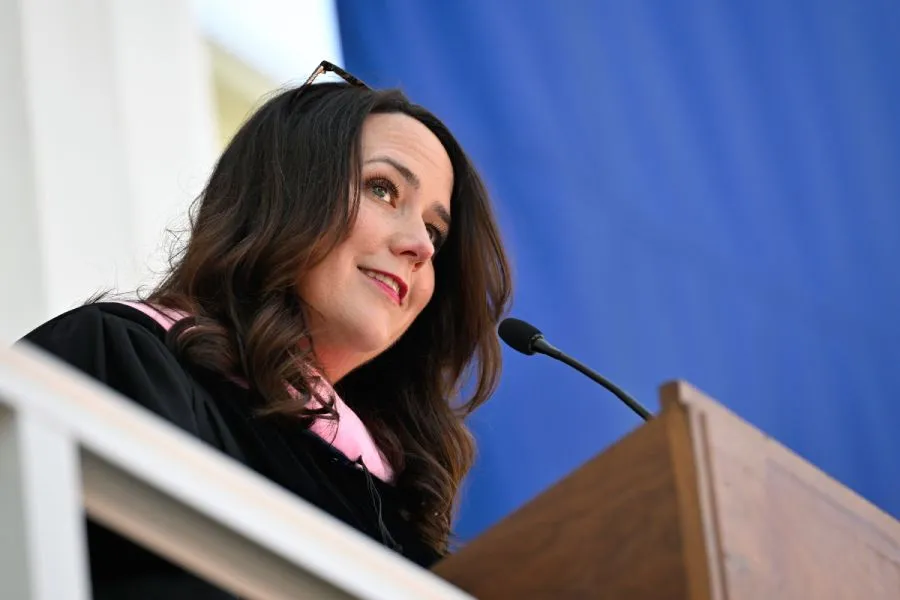 Kate Anderson addressing the Class of 2026 at Commencement.