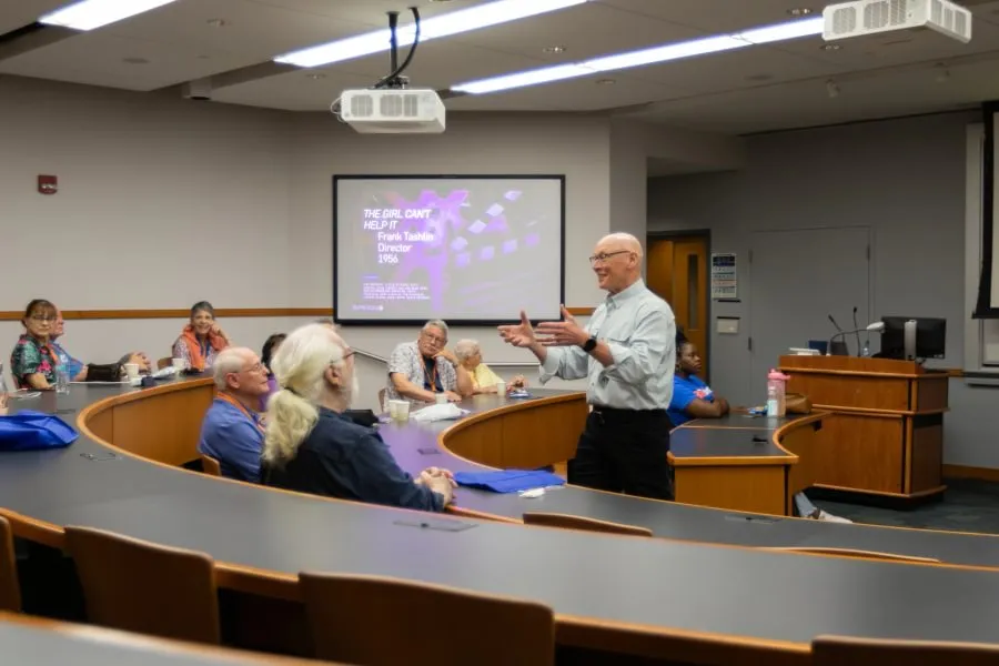 English Prof. Jack Ryan engages alumni in conversation during an Alumni College class during Reunion Weekend 2026.