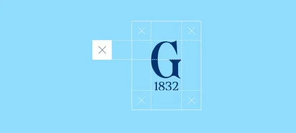 An image showing proper clearance of the Gettysburg G 1832 logo.