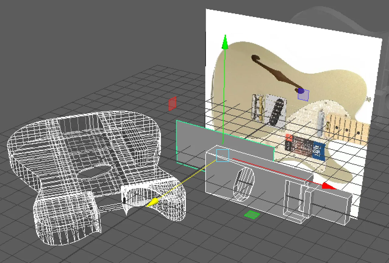 An image of guitar designed for a 3D printer.