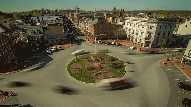 Aerial view of Gettysburg’s town square