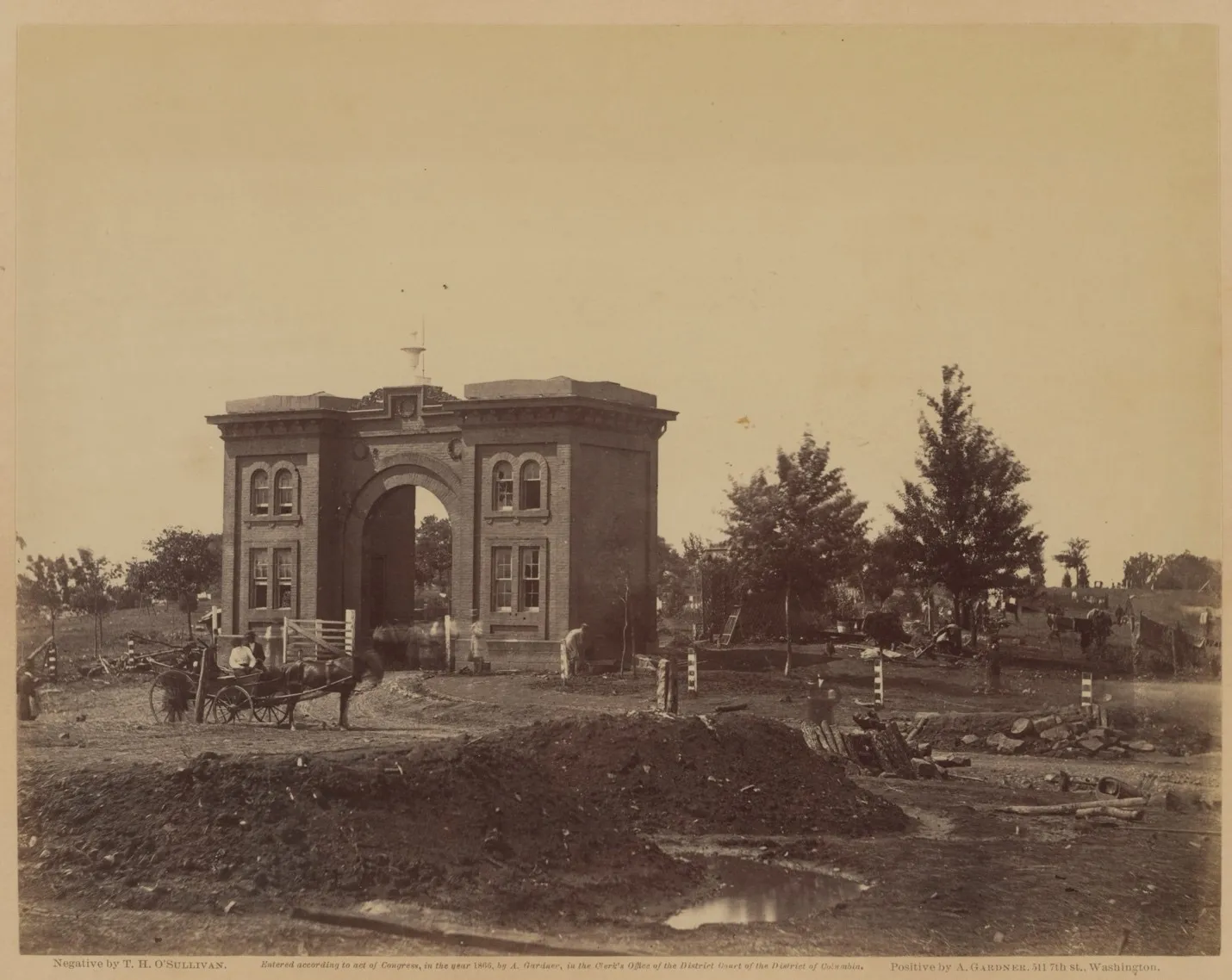 An albumen silver print of Gettysburg Gatehouse, Gateway of Cemetery, Gettysburg, July 1863, from the Ron Perisho Collection, Special Collections and College Archives.