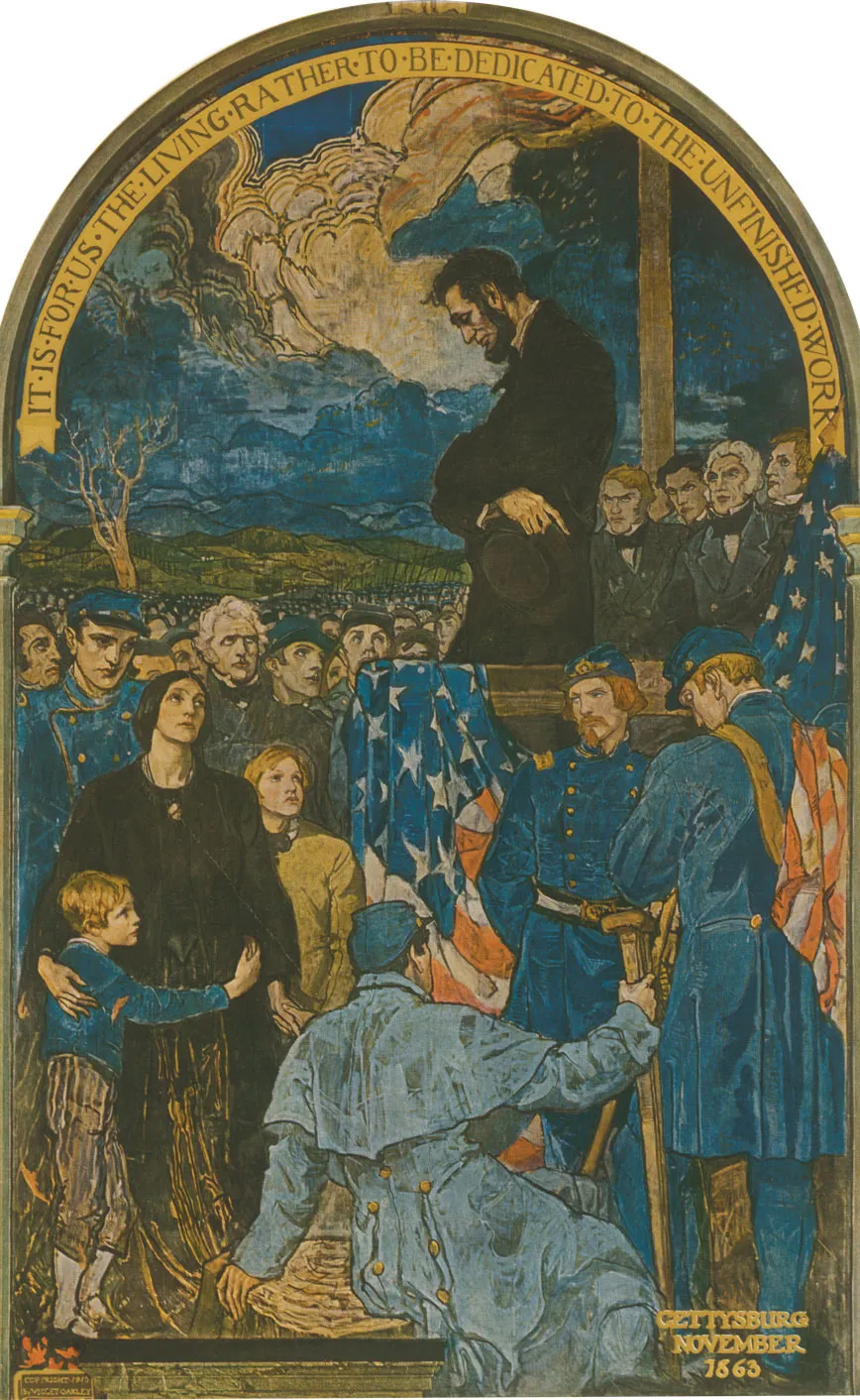 Lincoln at Gettysburg, 1922, silkscreen print by Violet Oakley.