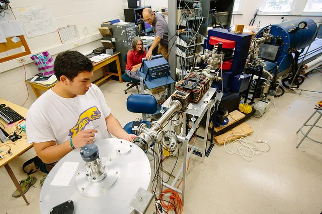 student working in accelerator lab