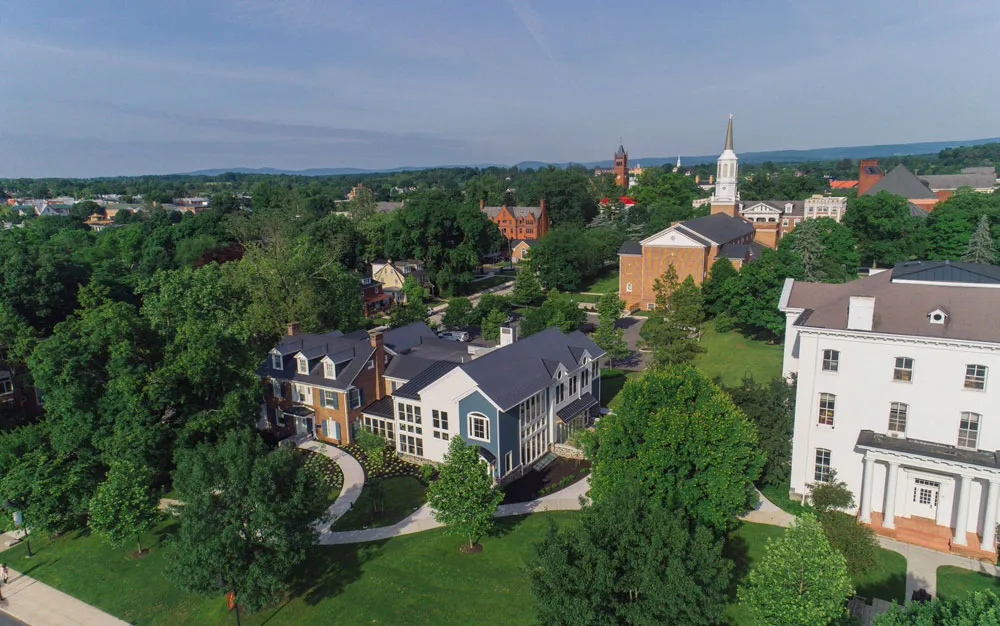 An aerial view of the Admissions building.