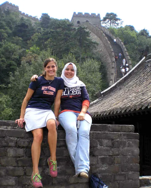students at Great Wall of China