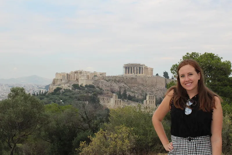 student poses in Athens