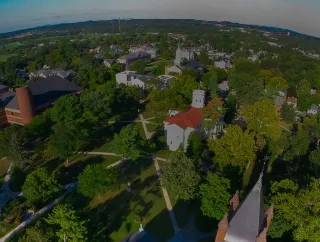 Aerial view of Gettysburg College campus