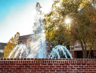 fountain in fall