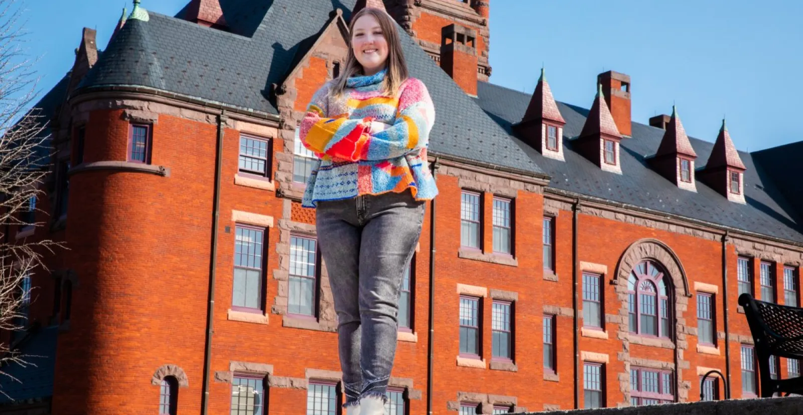 Lauren standing in front of a building