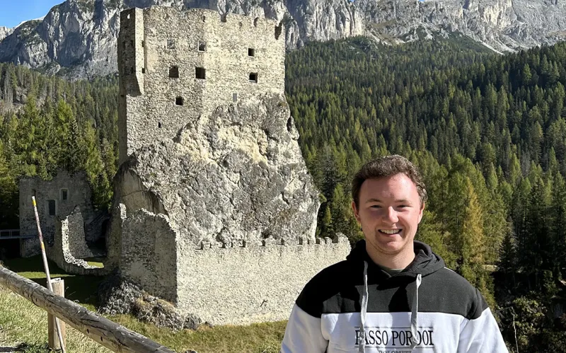 Jack Herr ’23 in the Dolomite region of the northern Italian Alps