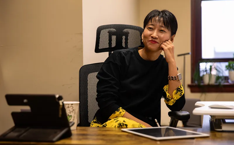 Political Science Prof. Ae sil Woo in her office 